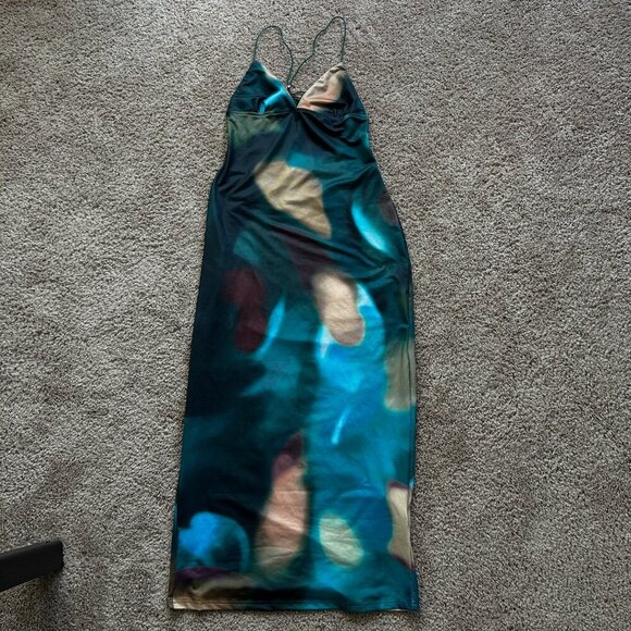 SHEIN SXY Summer Tie-Dye Print Butterfly Sexy Halter Bodycon Dress NWT Large - Picture 4 of 10